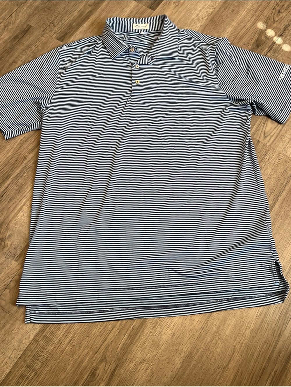 Striped Blue & White Polo Shirt Peter Millar XL